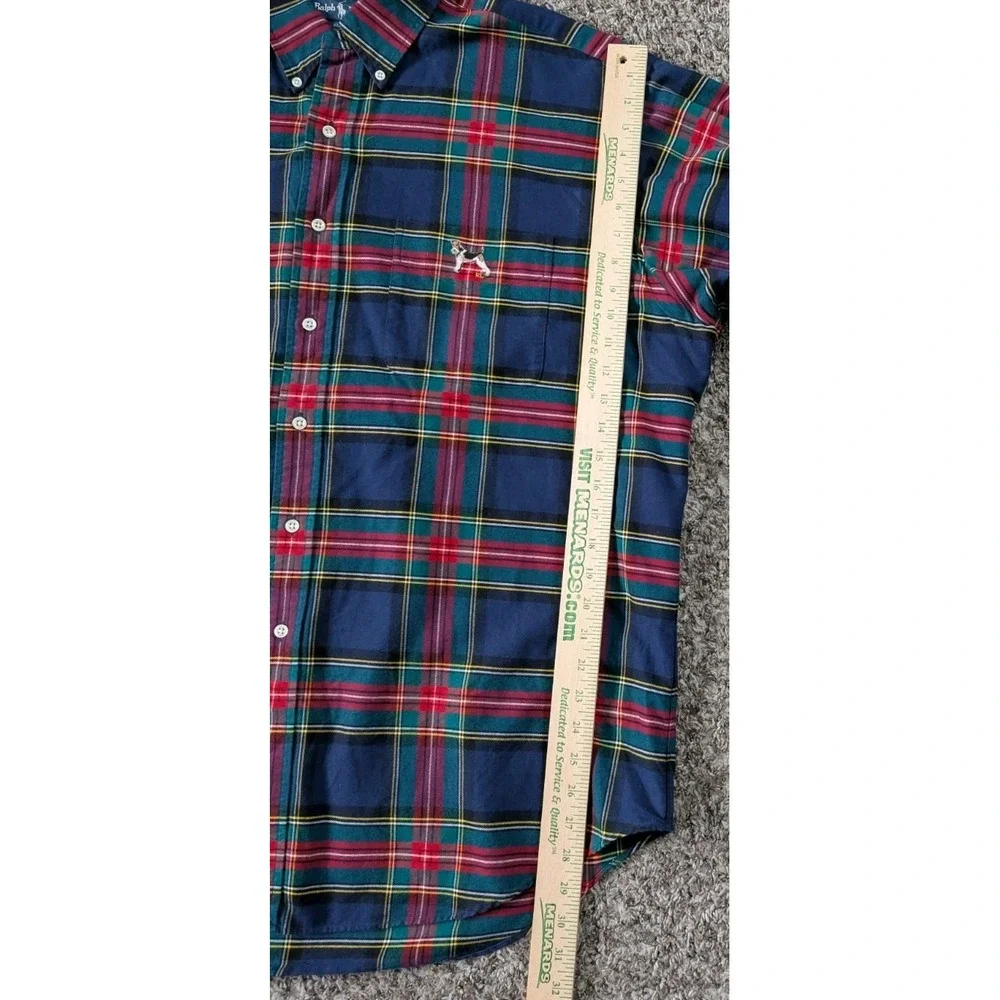 Vintage 1990s Polo Ralph Lauren Blake Dog Logo Scottie Button Up Shirt XL Tartan